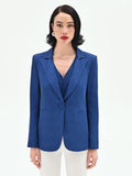 Giacca blazer blu brillante effetto gessato