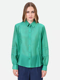 Camicia in Mussola Verde con Inserti