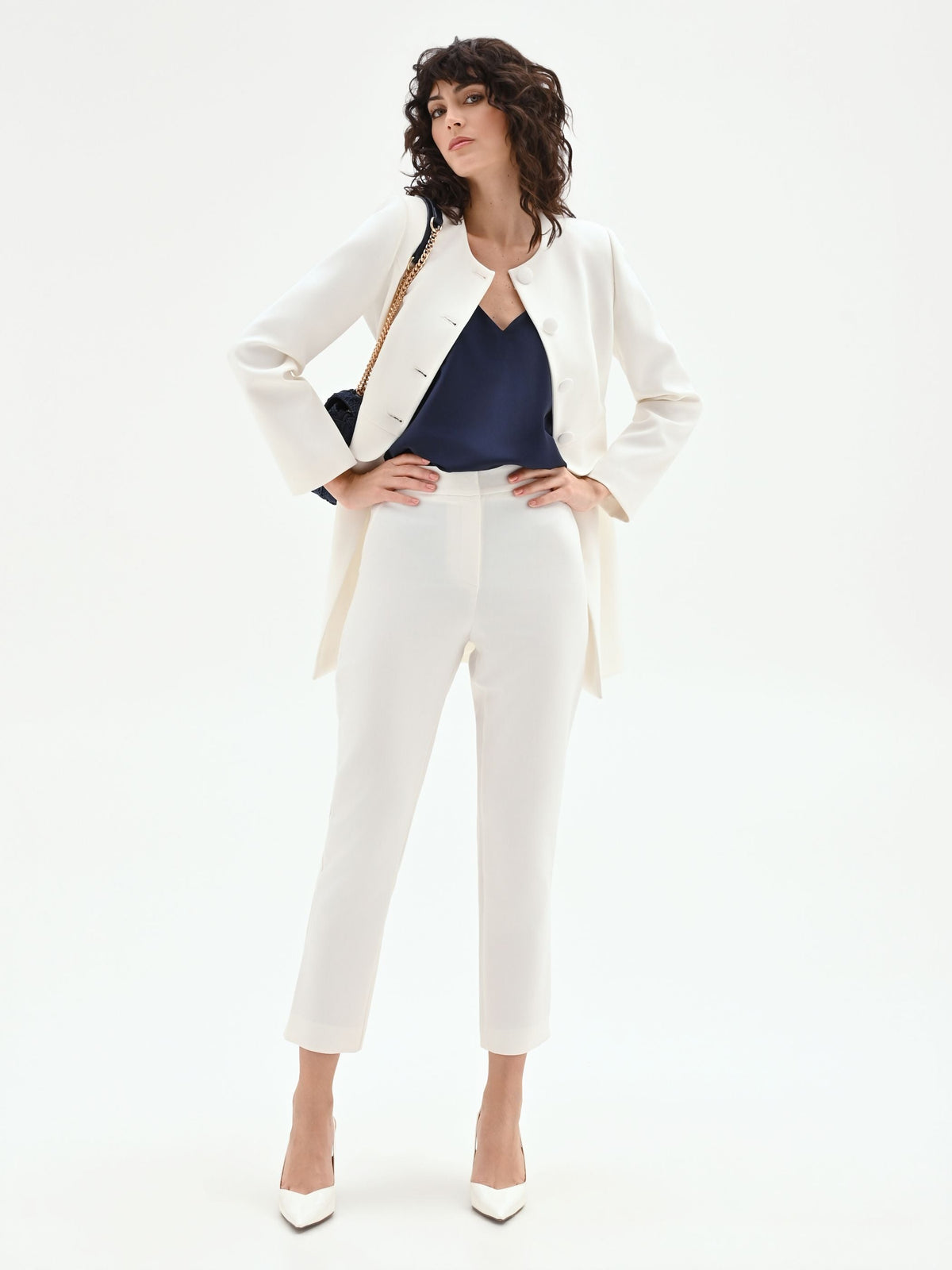 Pantalone dritto panna bianco