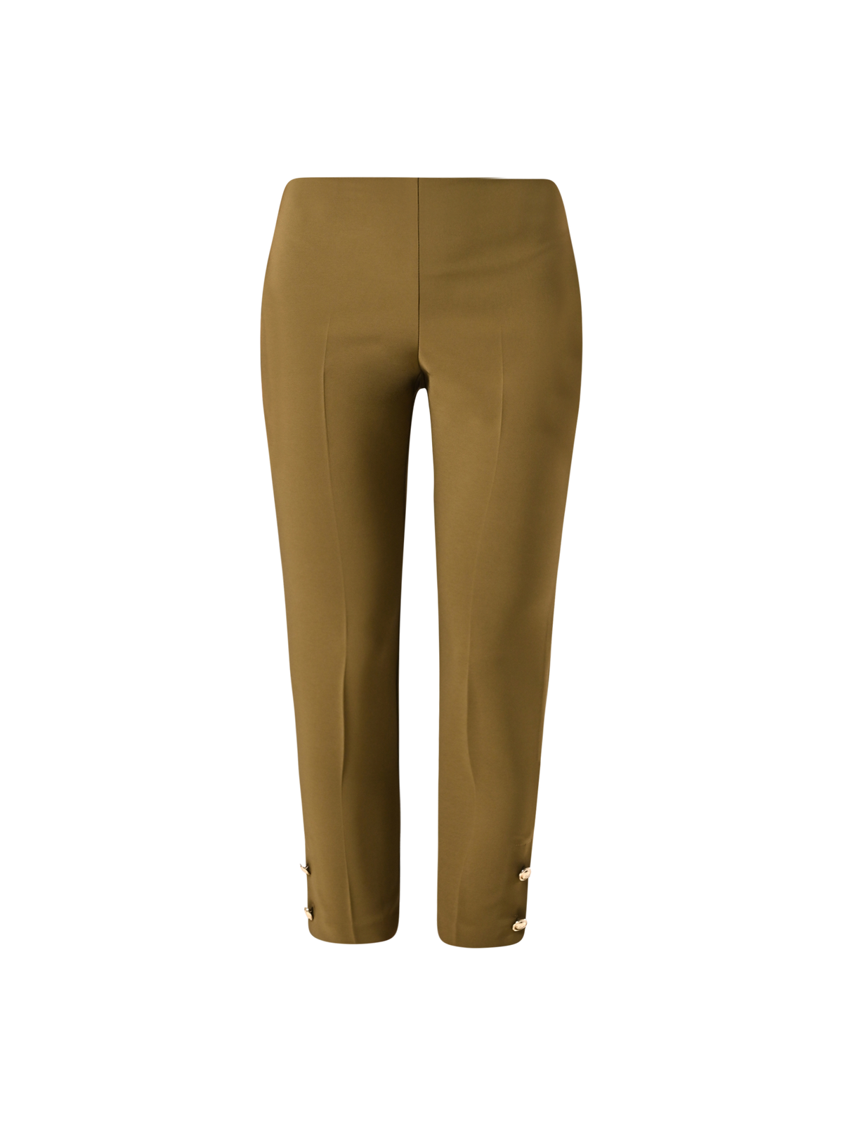 Pantaloni in Tessuto Tecnico Verde Militare con Bottoni