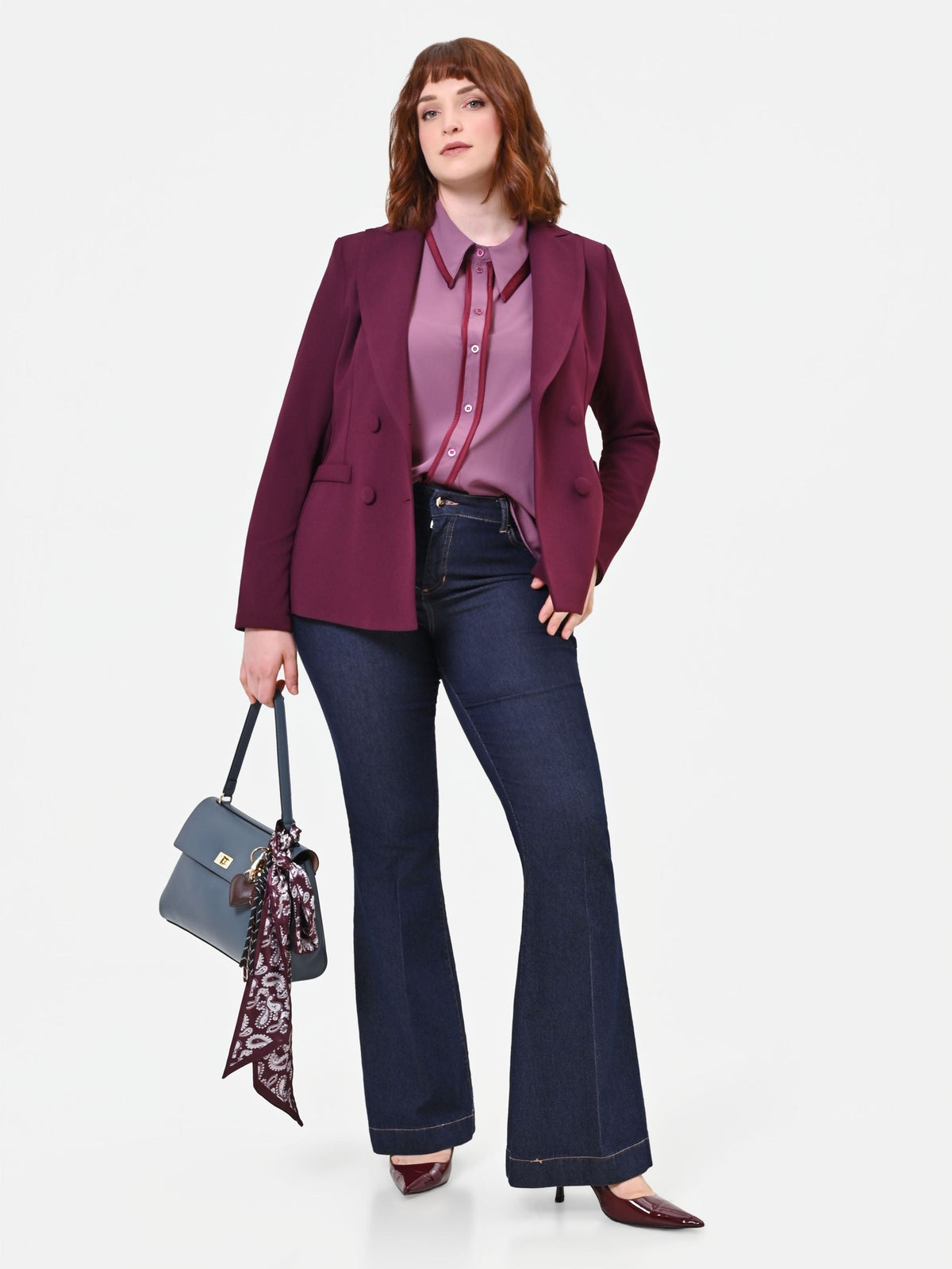 Jeans Curvy  flare blu a vita alta