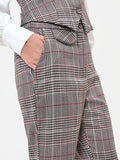 Pantalone a gamba larga principe di galles tortora beige in poliviscosa