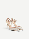 Décolleté slingback oro con doppia legatura