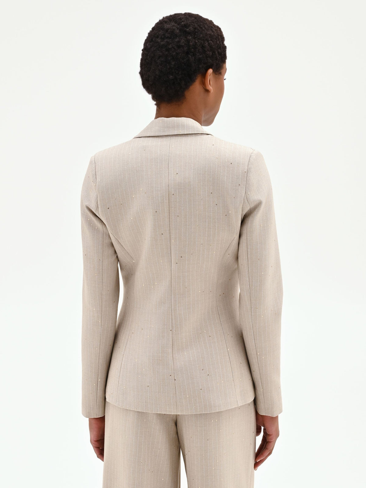 Giacca sfiancata beige gessata