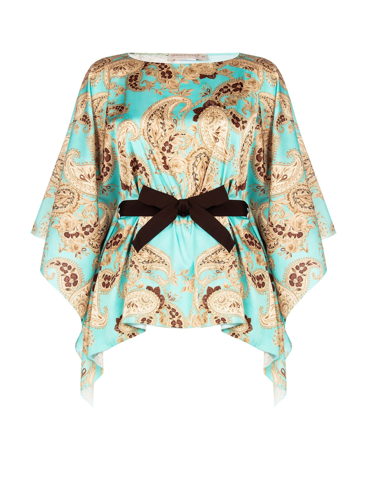 Blusa Curvy stampa Paisley Verde Acqua