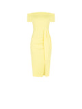 Abito tubino midi giallo chiaro off the shoulders