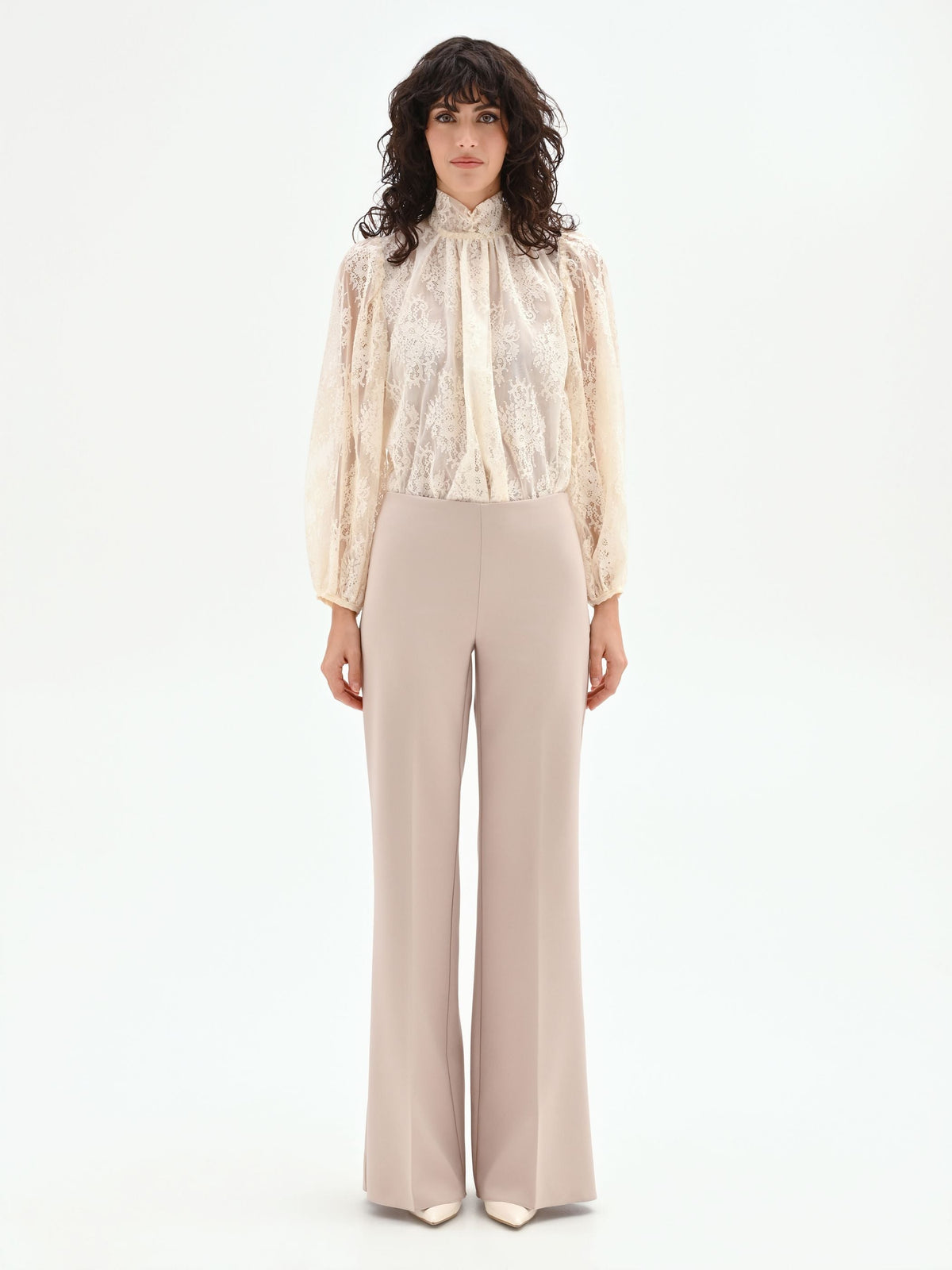 Pantalone a palazzo tortora beige