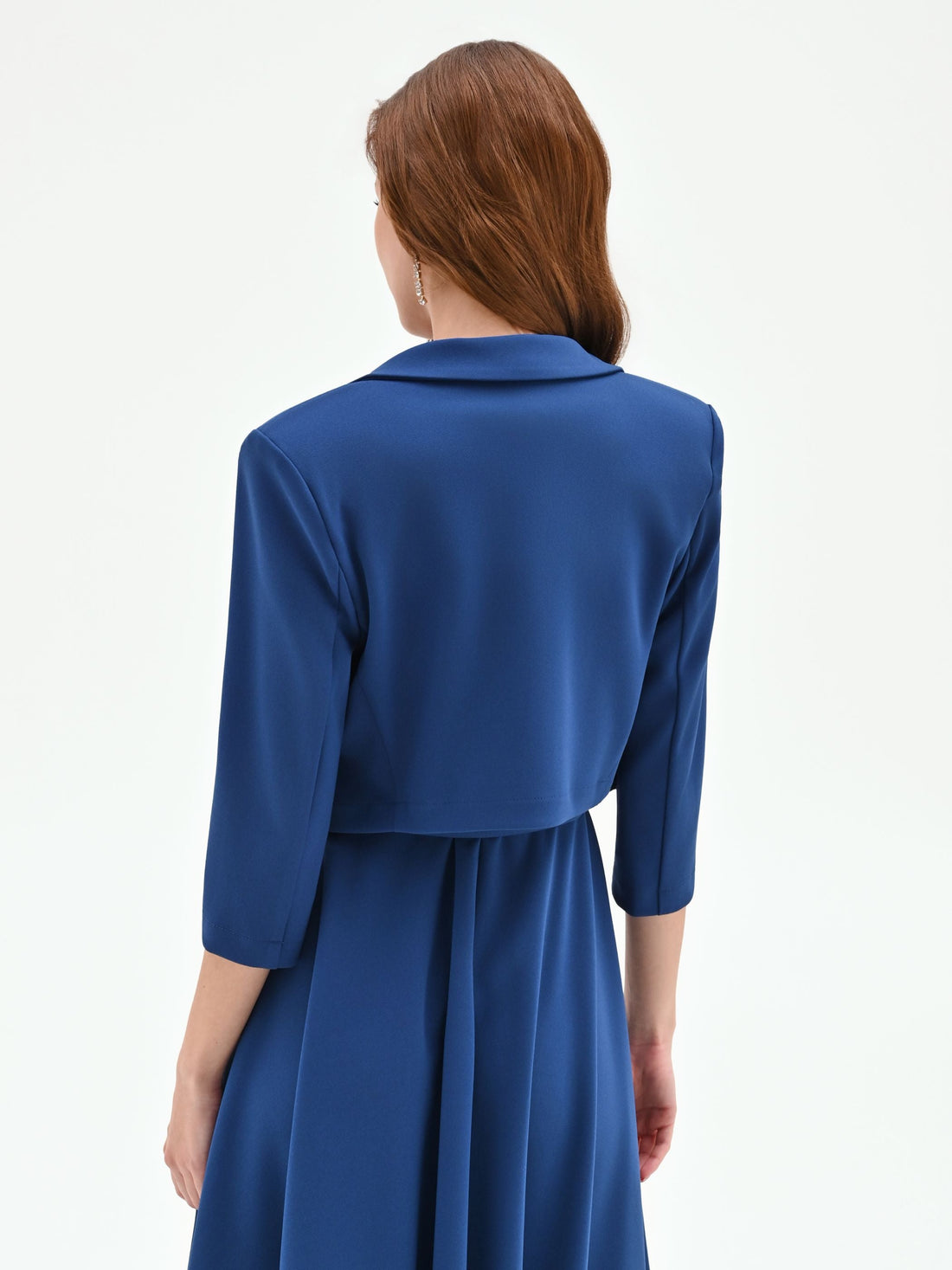 Giacca bolero blu brillante con maniche a tre quarti
