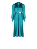 Abito midi in raso blu ottanio