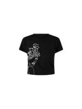 T-Shirt Nera in Cotone con Perle