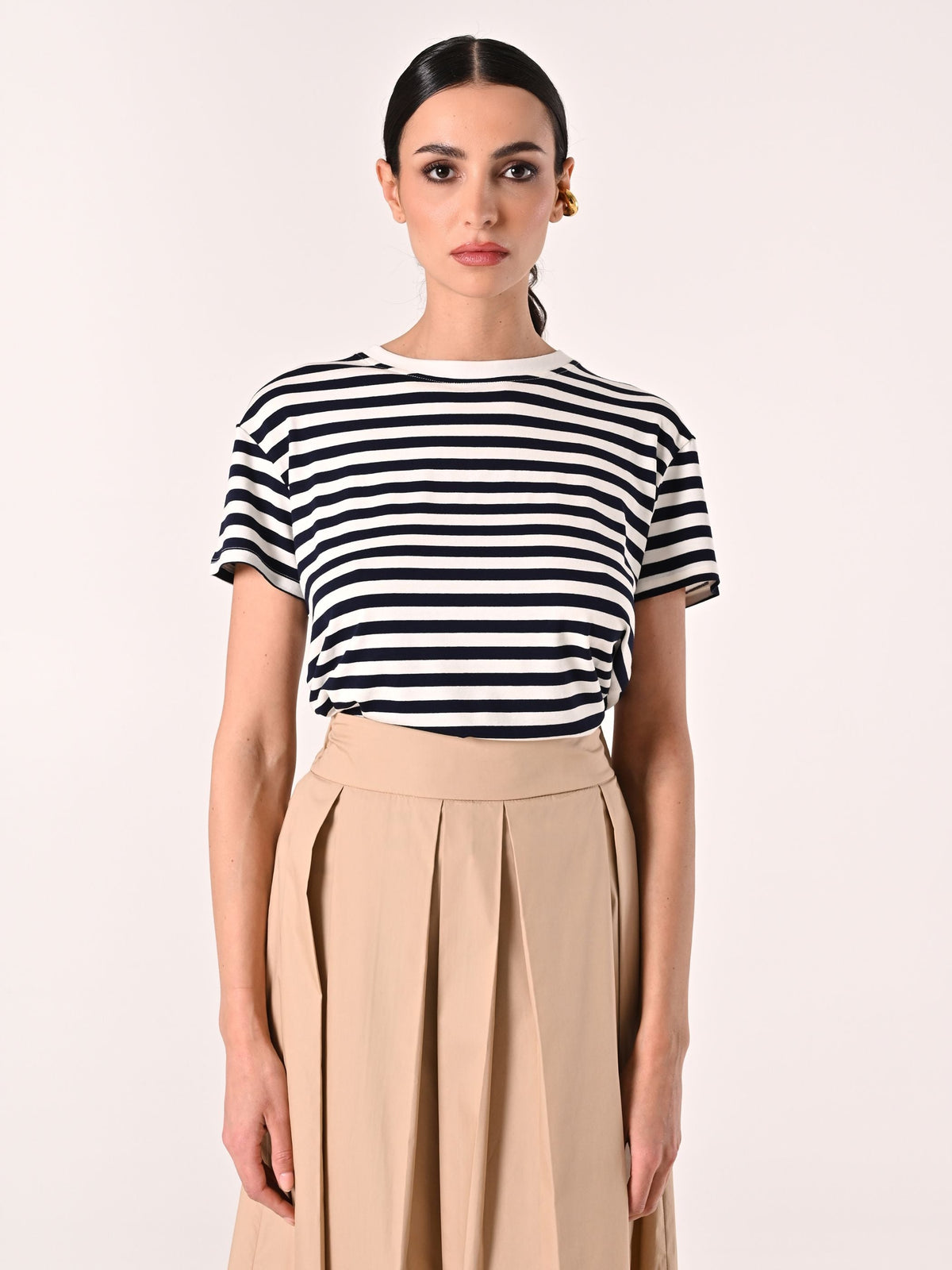 T-Shirt Mariniére a Righe Bianche e Blu