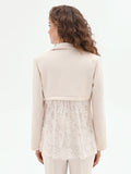 Giacca Bianca in Tessuto Fluido mano Crepe & Pizzo
