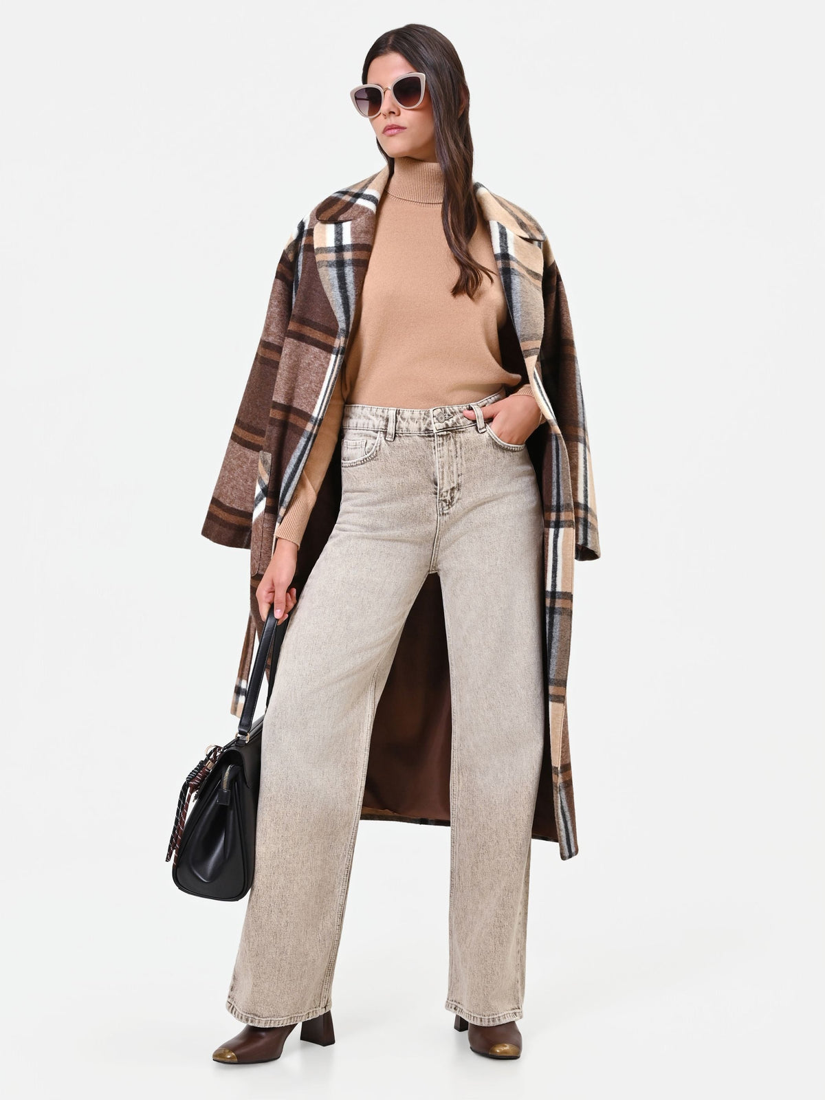 Jeans ampi a vita alta tortora beige Giorgia Palmas X Rinascimento