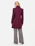 Cappotto bordeaux rosso con collo in piedi