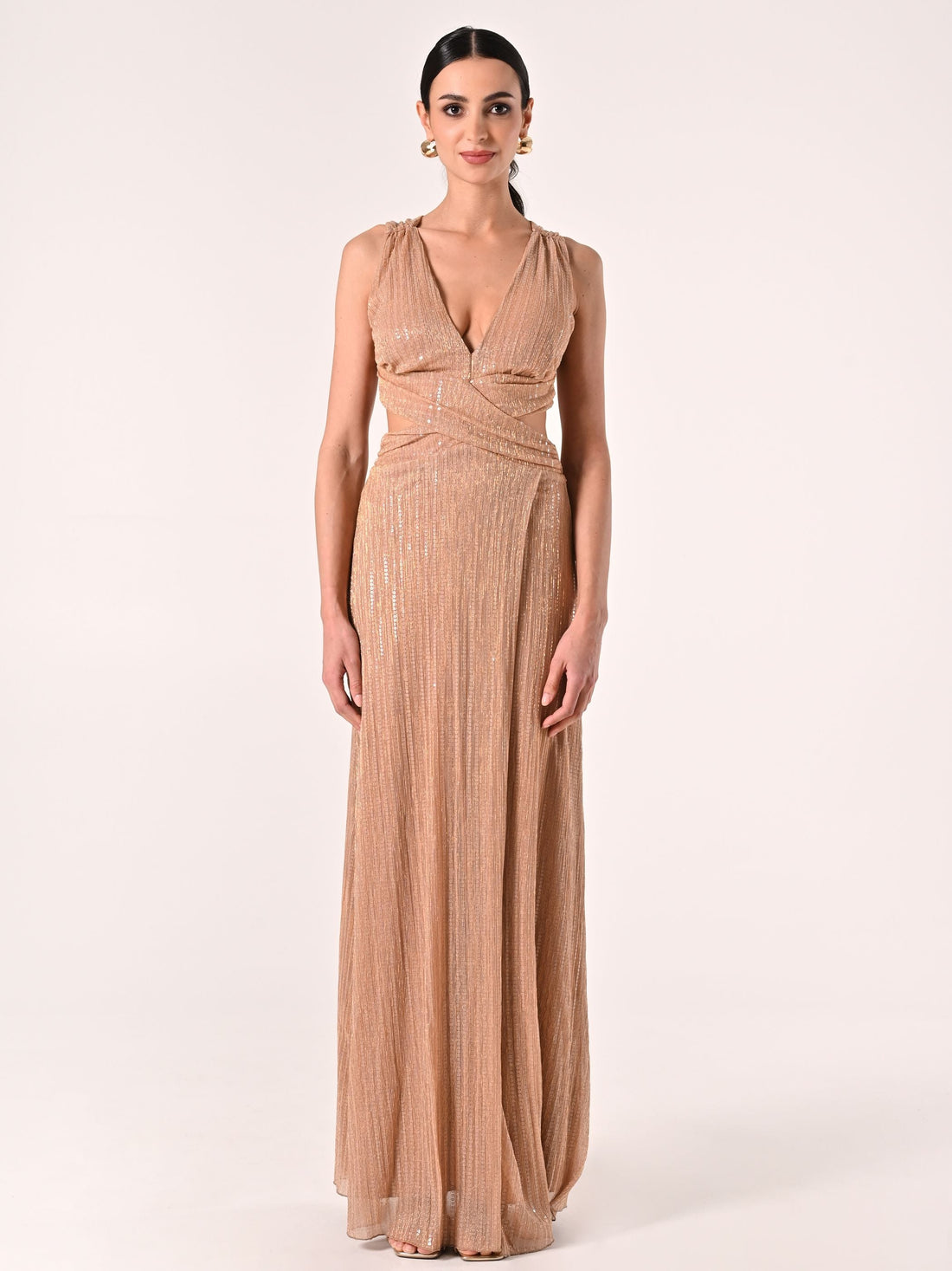 Abito Nude con Paillettes & dettagli Cut Out