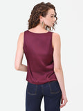 Top in raso bordeaux rosso con nodo