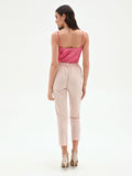 Pantalone cropped rosa con piega centrale