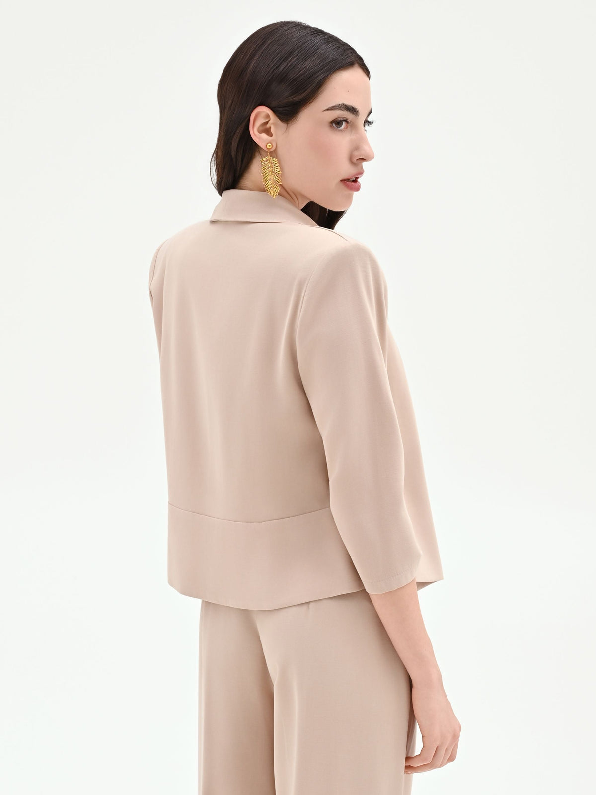 Giacca tortora beige dal design aperto in viscosa