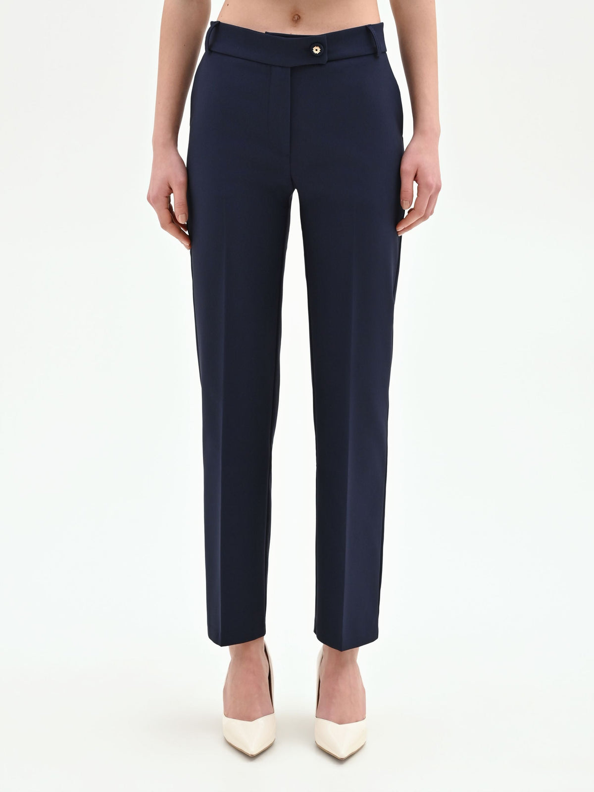 Pantalone blu dritto in tessuto tecnico