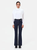 Jeans flare blu navy con bottoni dorati