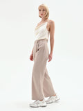 Pantalone carrot fit tortora beige a portafoglio