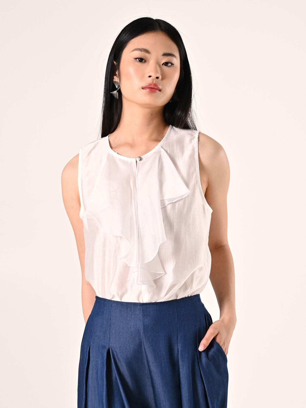 Blusa con Rouche Bianca