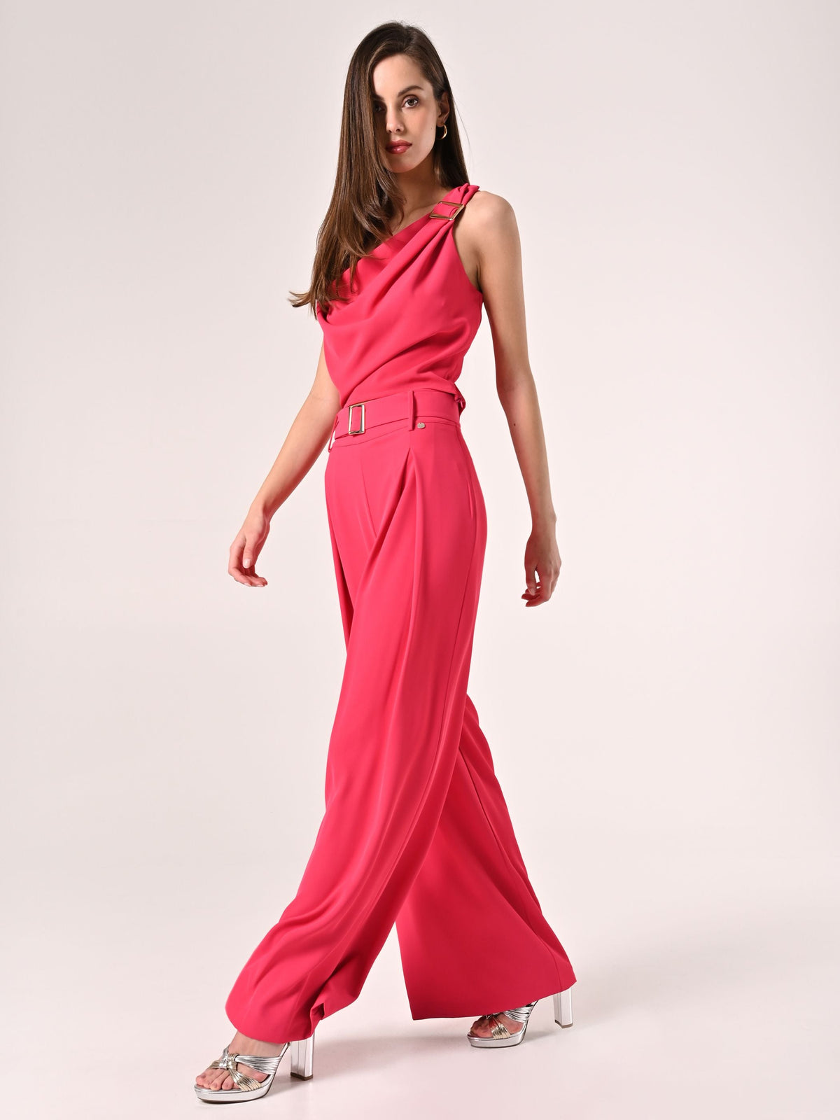 Pantaloni Fuxia con Cintura Fibbia Gold
