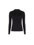 Maglia nera a coste con collo a lupetto in misto viscosa