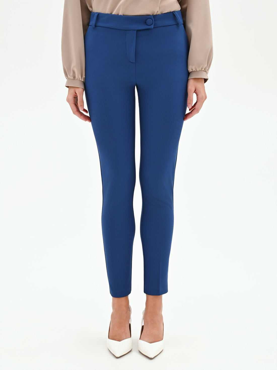 Pantalone a sigaretta blu brillante