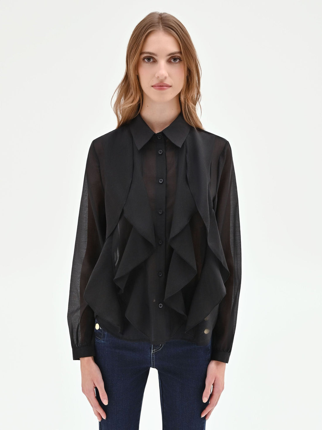 Camicia nera con rouches
