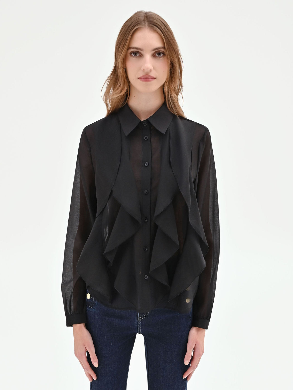 Camicia nera con rouches