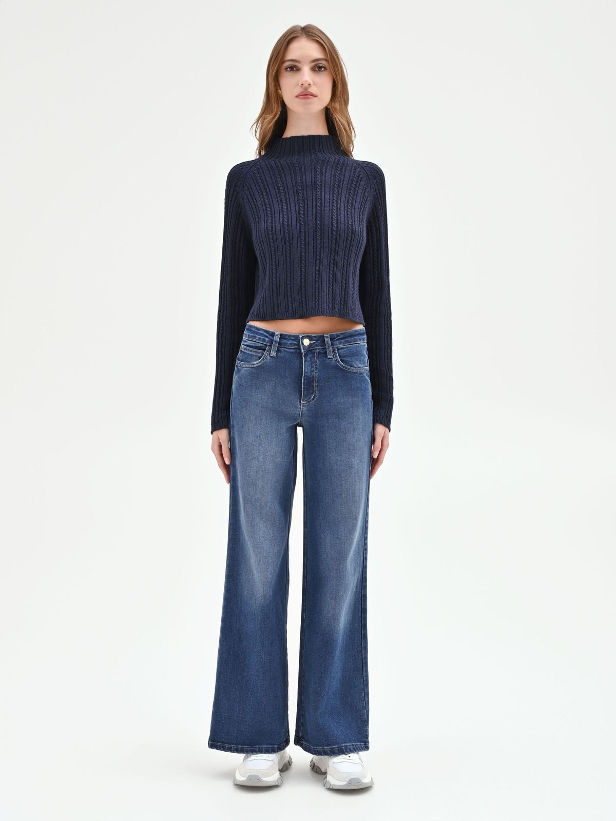 Pantaloni Jeans Wide Leg Blu