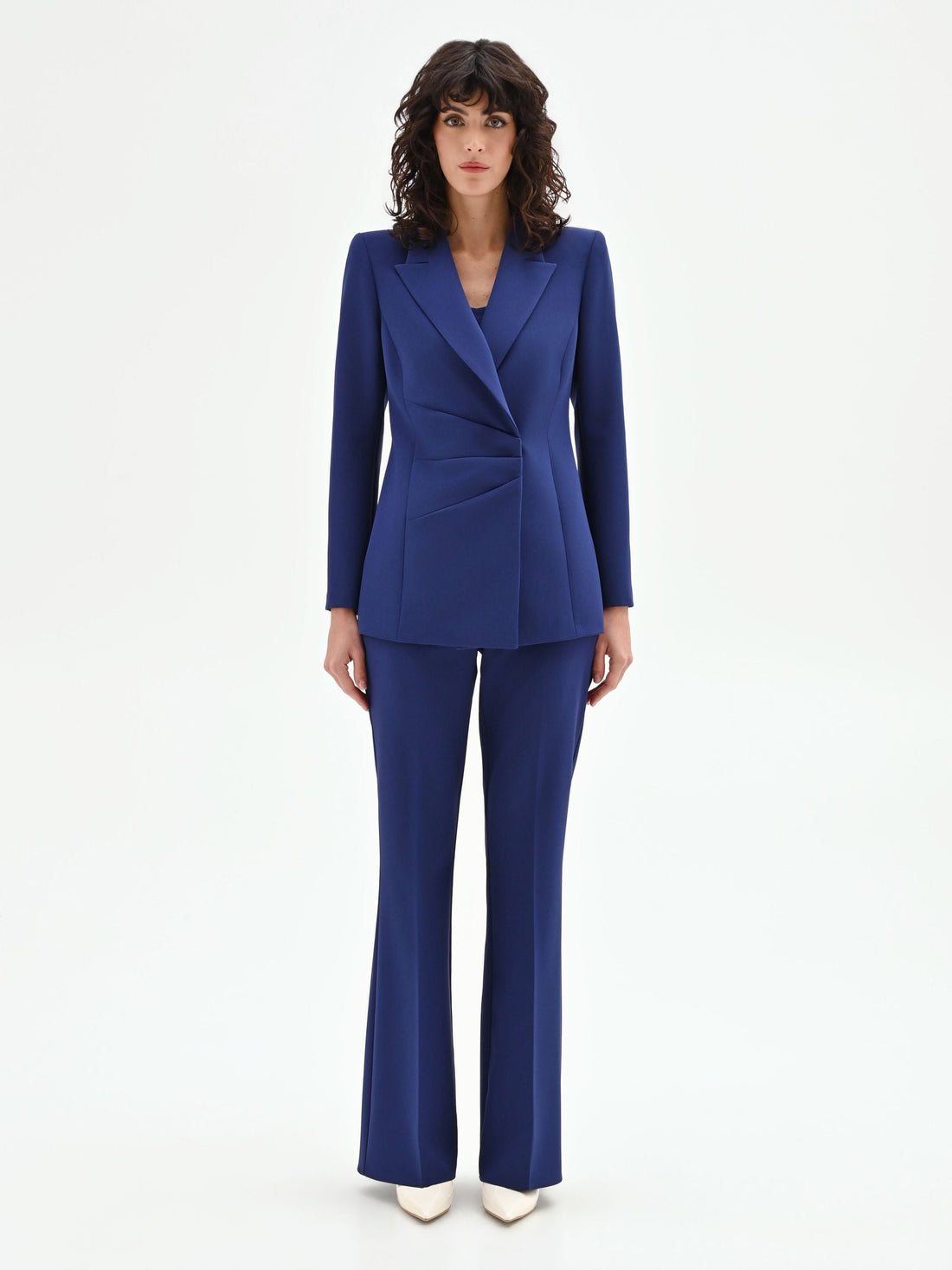 Giacca Studio blu indaco con drappeggio laterale