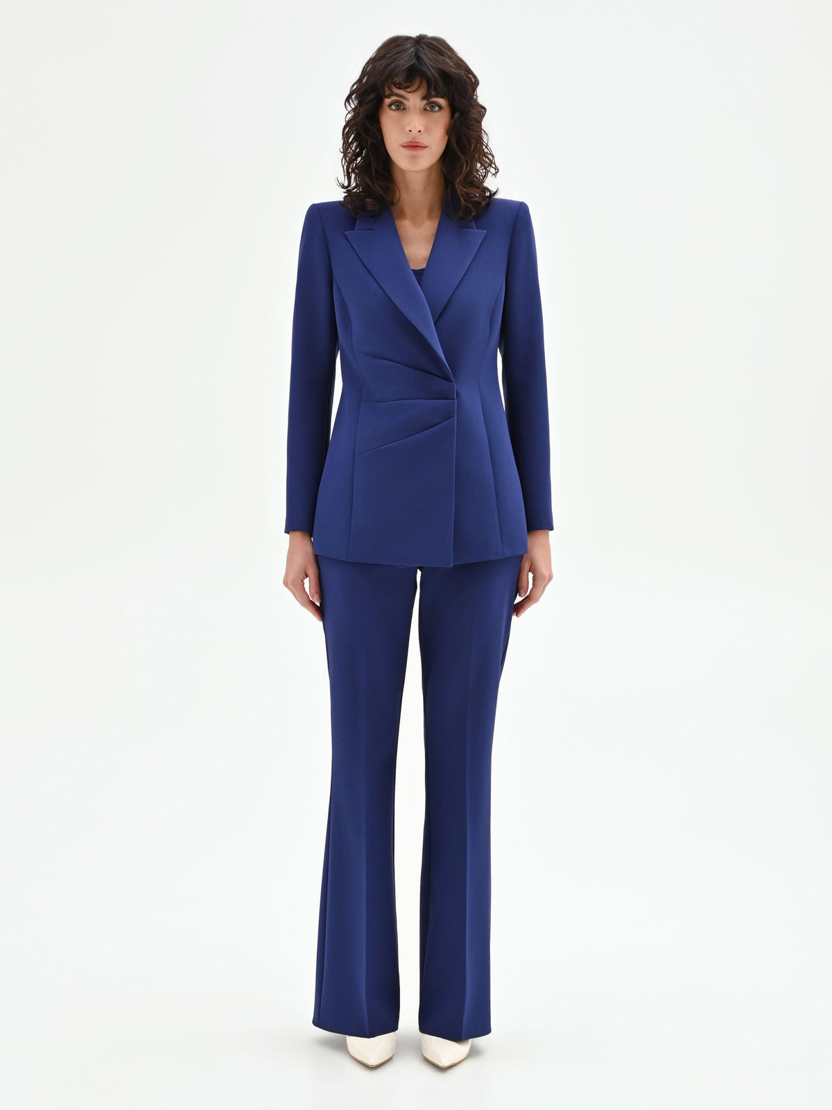 Giacca Studio blu indaco con drappeggio laterale