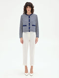 Giacca blu in maglia a righe