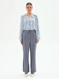 Pantalone a gamba ampia in chambray
