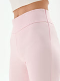 Pantalone mid flared rosa pastello a vita alta