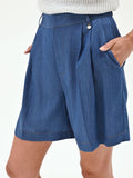 Bermuda in chambray con pinces