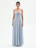 Abito lungo cielo azzurro in jersey lurex