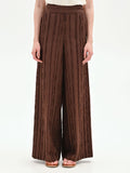 Pantalone a palazzo cioccolato in jacquard