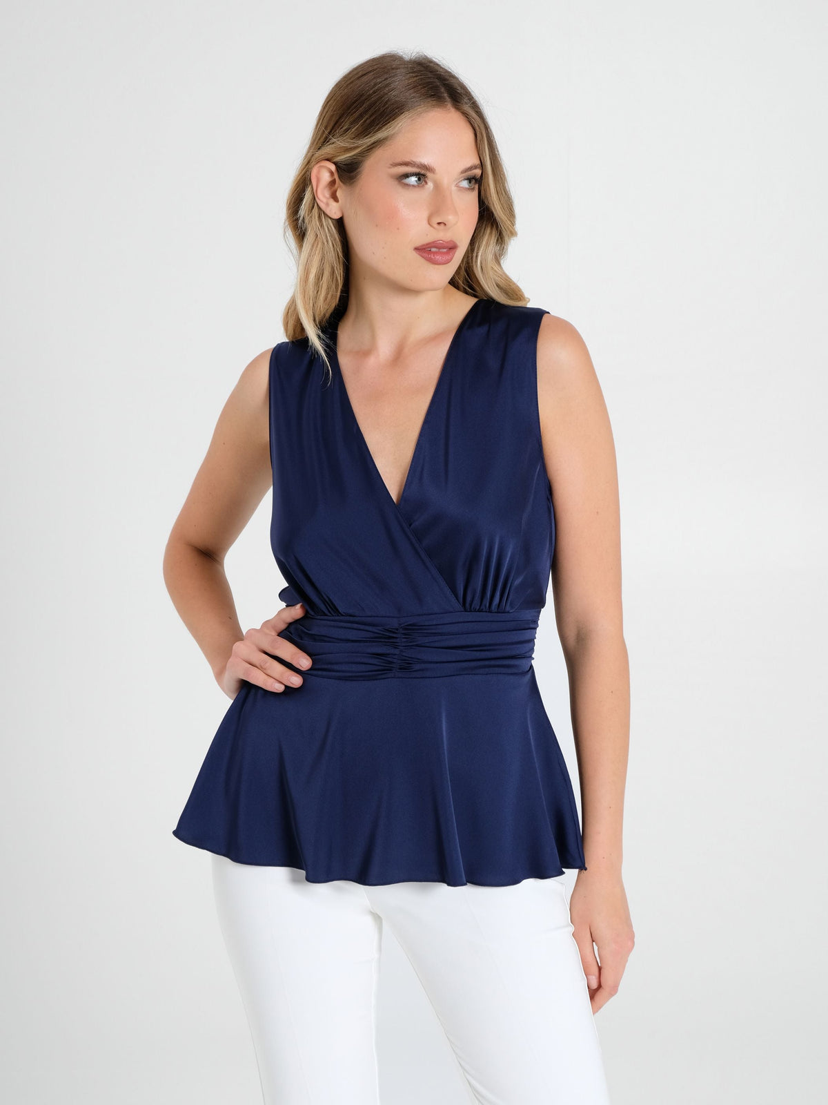Top in Raso Blu