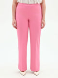 Pantalone Curvy rosa a vita alta in scuba crèpe