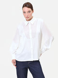 Camicia in georgette panna bianco con inserto geometrico