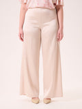 Pantaloni Curvy in Raso Strutturato Beige