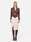 Giacca Marrone con Foulard effetto Camoscio