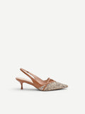 Slingback marrone cuoio con intreccio e paillettes