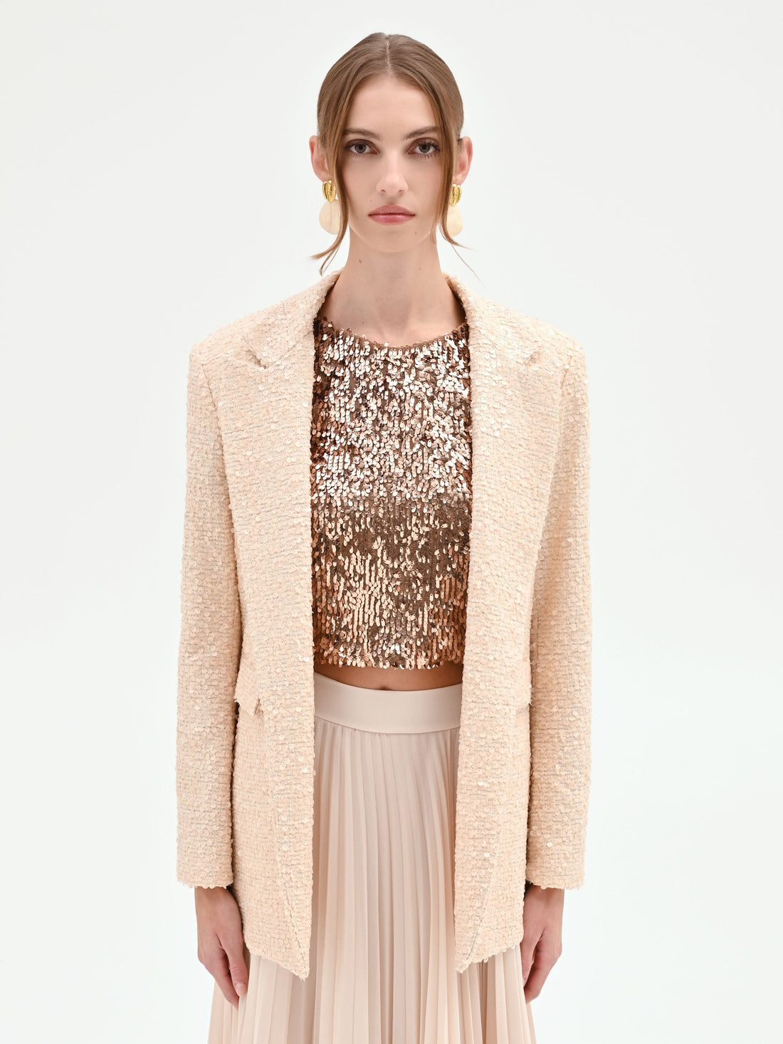 Giacca beige chiaro con paillettes