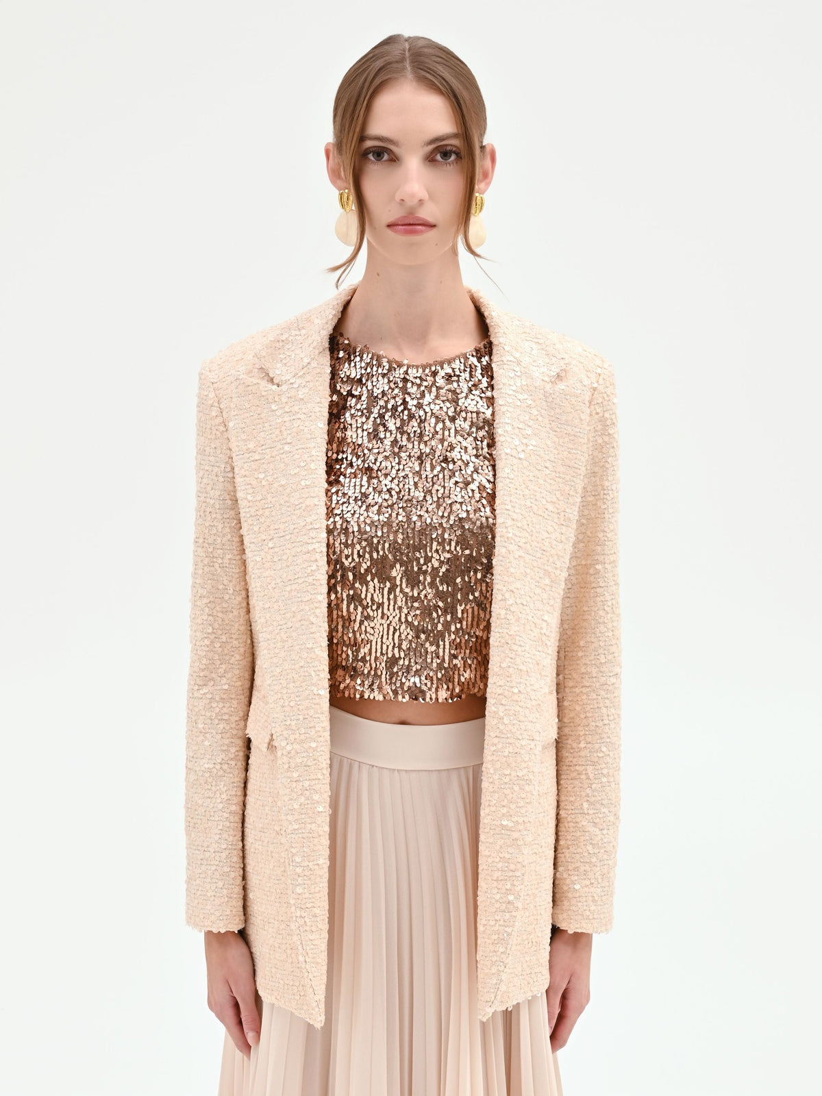 Giacca beige chiaro con paillettes