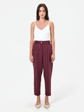 Pantalone cropped gessato rosso bordeaux