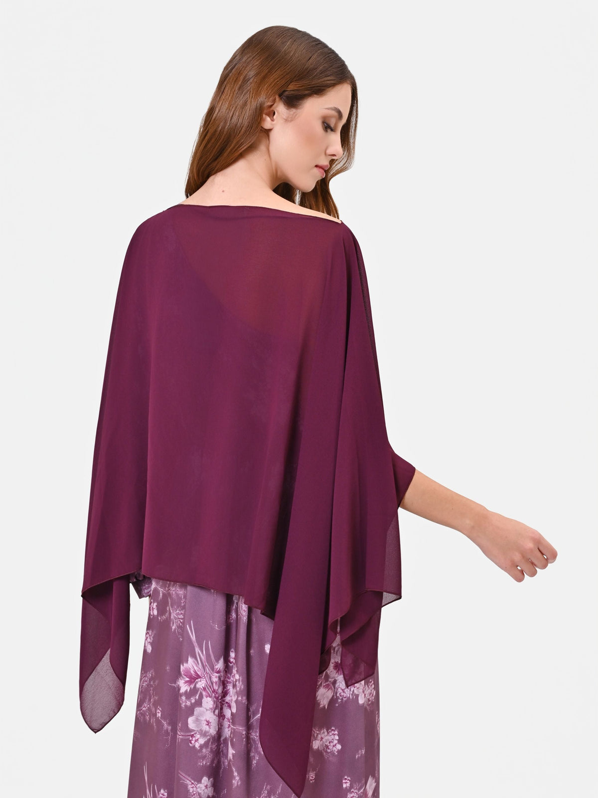 Coprispalle bordeaux stile cappa in georgette
